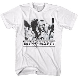 ACDC Shirt Bon Scott Live In Concert Adult T-Shirts AC/DC Rock Music Band Merch Graphic Tees Gift
