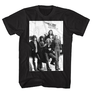 AEROSMITH Eurofest 1977 Vintage Photo Adult T-Shirt Private Jet Rock Band