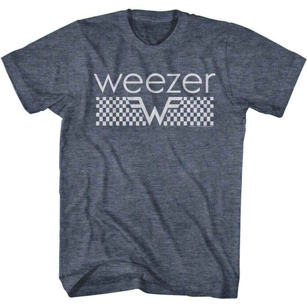 Weezer Adult T-shirt Vintage Checkered Logo Graphic Tee Alt Rock Band ...