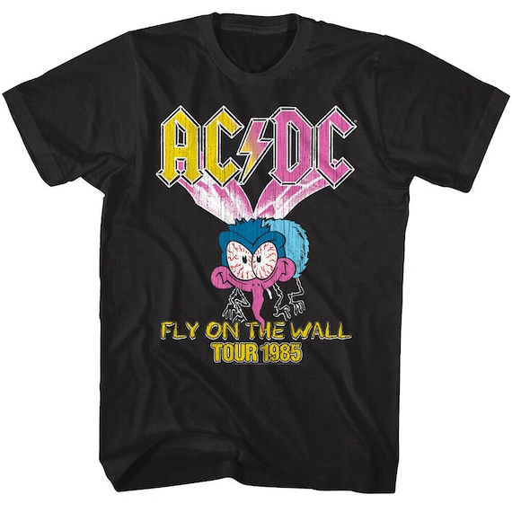 ACDC Shirt Fly on the Wall Tour 85 Adult T-shirts AC/DC Rock Music 