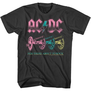 ACDC Shirt Rainbow Cannons Adult T-Shirts AC/DC Rock Music Band Merch Graphic Tees  Adult Tees