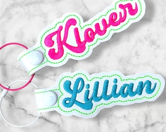 Embroidered Name Bag Tag: Personalized Marine Vinyl Keychain