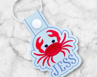 Crab Bag Charm- New England Boat Tote Tag, personalized, embroidered, monogrammed