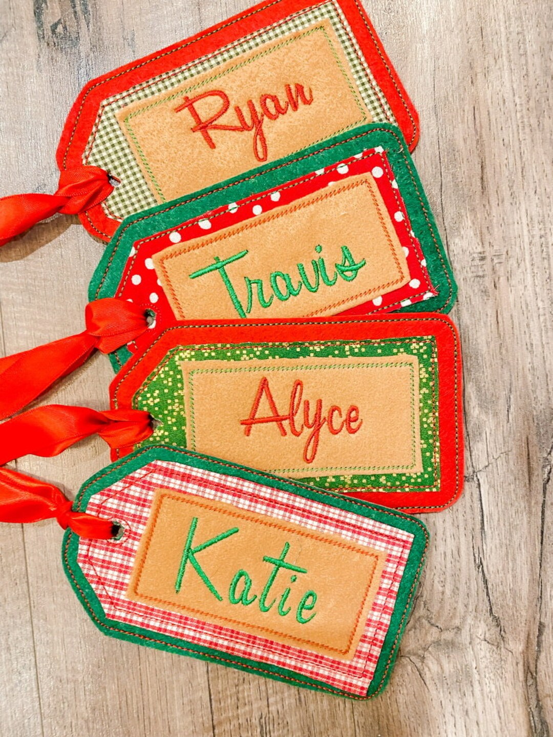 Mix & Match Embroidered Stocking Tags Name Personalized Custom
