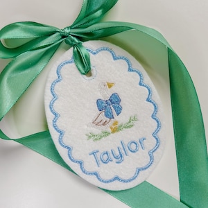 Personalized Easter Goose Tag-Embroidered Easter Basket Name Tag
