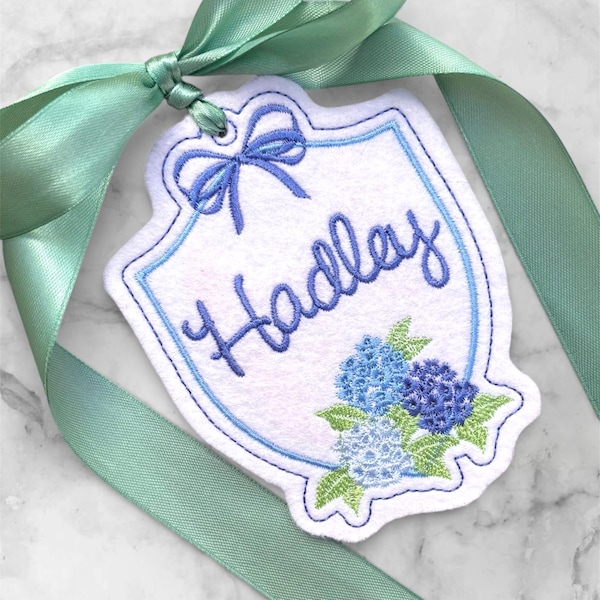 Easter Basket Tag- Hydrangea Bouquet- Personalized Embroidered-New Style | Exclusively on Etsy