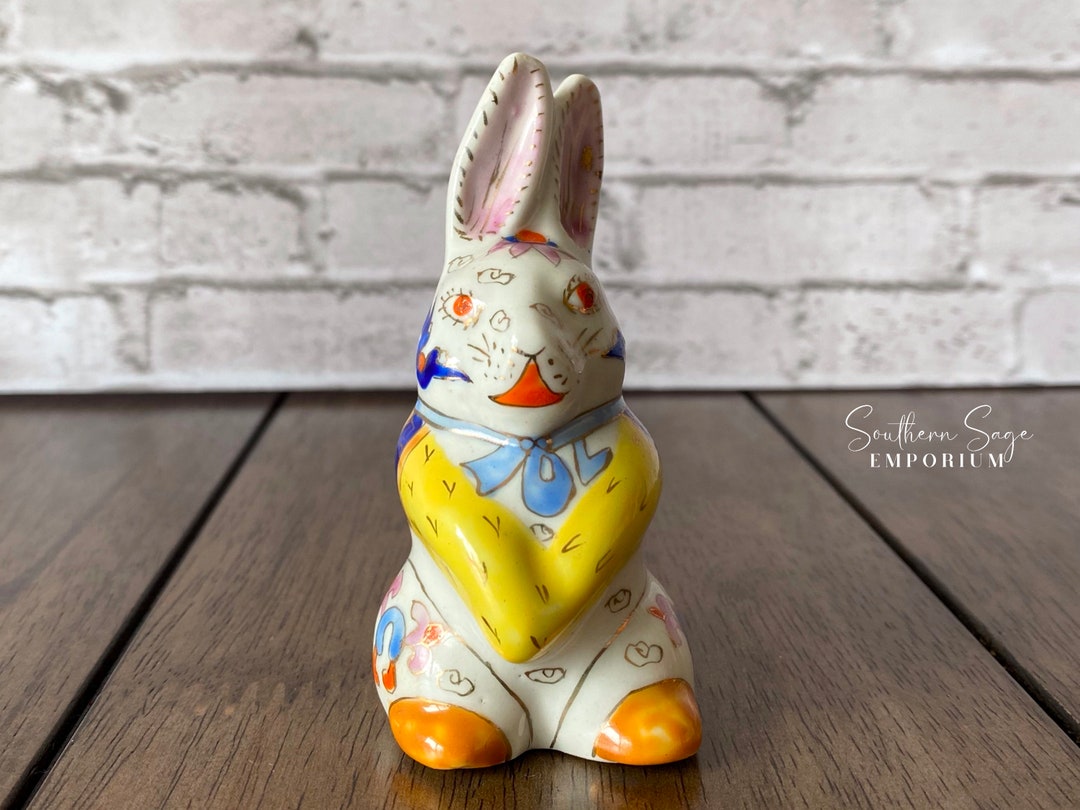 Kitsch Shiny Rabbit Porcelain Rabbit, Vintage Collectable Bunny Figurine, Kitsch Bunny ...
