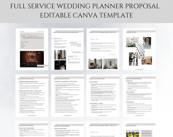 Full Service Wedding Planning Proposal Canva Template, Wedding Planner Business Canva Templates