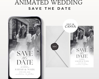 Envelope Opening Save the Date Video, Editable Canva Template, Animated Digital Wedding Announcement, Mobile MP4 Invite