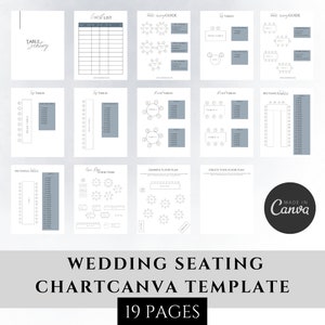 Wedding Seating Chart Planner, Printable Editable Seating Plan, Seating Arrangement, Table Plan, Wedding Reception, Edit in Canva
