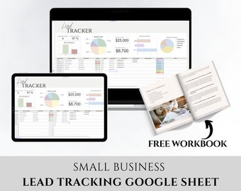 Leadtracker voor kleine bedrijven, Google Spreadsheets-sjabloon voor onderzoeksbeheer, tracking van verkooppijplijnen, tracker voor leadgeneratie,