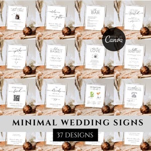 Minimalist Wedding Sign Bundle, Modern Wedding Signage Templates, Editable Reception Signs, Canva Wedding Table Signs Package Printable
