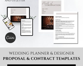 Wedding Planner Month / Day of Service Proposal and Contract Agreement Template, Day of Wedding Planner business Canva Template