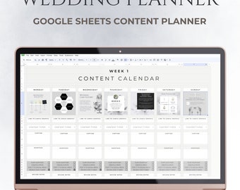 Wedding Planner Business Google Sheets Content Planner for Posting Instagram and Facebook