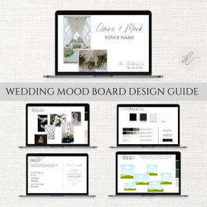 Wedding Mood Board Template for Aesthetic Wedding Planning. Wedding Design Template. Editable canva creative template.