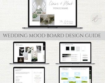 Wedding Mood Board Template for Aesthetic Wedding Planning. Wedding Design Template. Editable canva creative template.