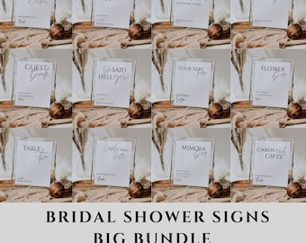 Minimal Bridal Shower Sign Bundle. Simple Hen Pary Signage. Modern Batch Party Signs. Editable Canva Template