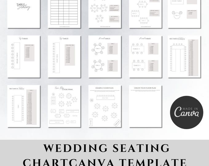 Editable Wedding Seating Chart Planner: Canva Template (digital ...