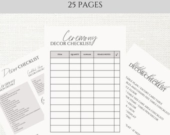 Wedding Decor Checklist Template for Aesthetic Wedding Planning. Wedding Decor Template. Editable canva creative template.