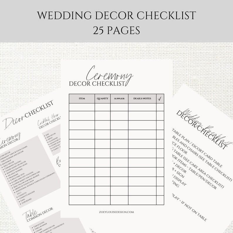 Bruiloft decor checklist sjabloon voor esthetische huwelijksplanning. Bruiloft decor sjabloon. Bewerkbare creatieve canvassjabloon. afbeelding 1