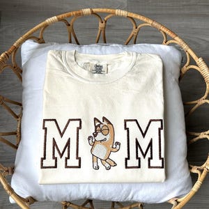 Blueys Mom Shirt | Mom Tee | Chilli Mom Shirt | Bluey Bday Party Shirt | Relatable Apparel | Embroidered Bluey Shirt | Comfort Colors Shirt