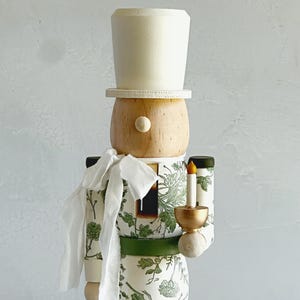 Handpainted Green Toile Nutcracker: Small Christmas Mantel Decor