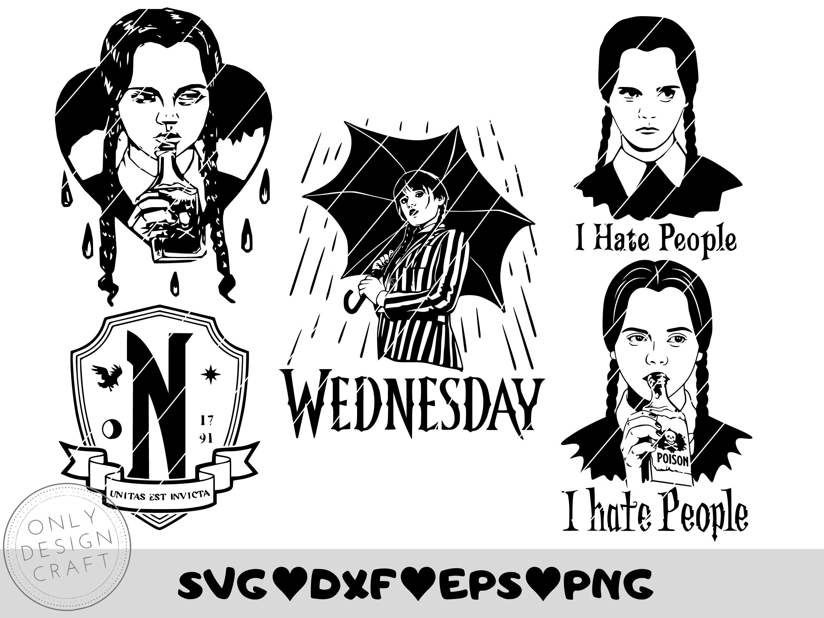 Wednesday Addams PNG Bundle - Netflix series bundle PNG - Wednesday Addams  bundle PNG , Silhouette, Digital Download