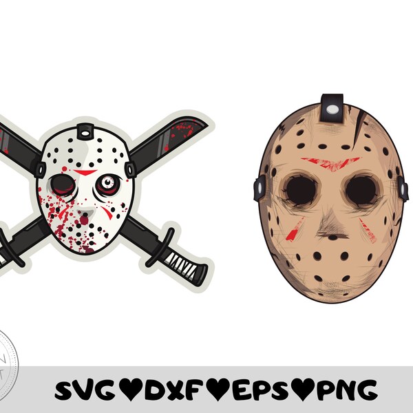 Jason Mask Vector 2 Pack | Hockey Mask Clip Art | Horror | Instant Digital Download | Svg | Png | Eps | Dxf |