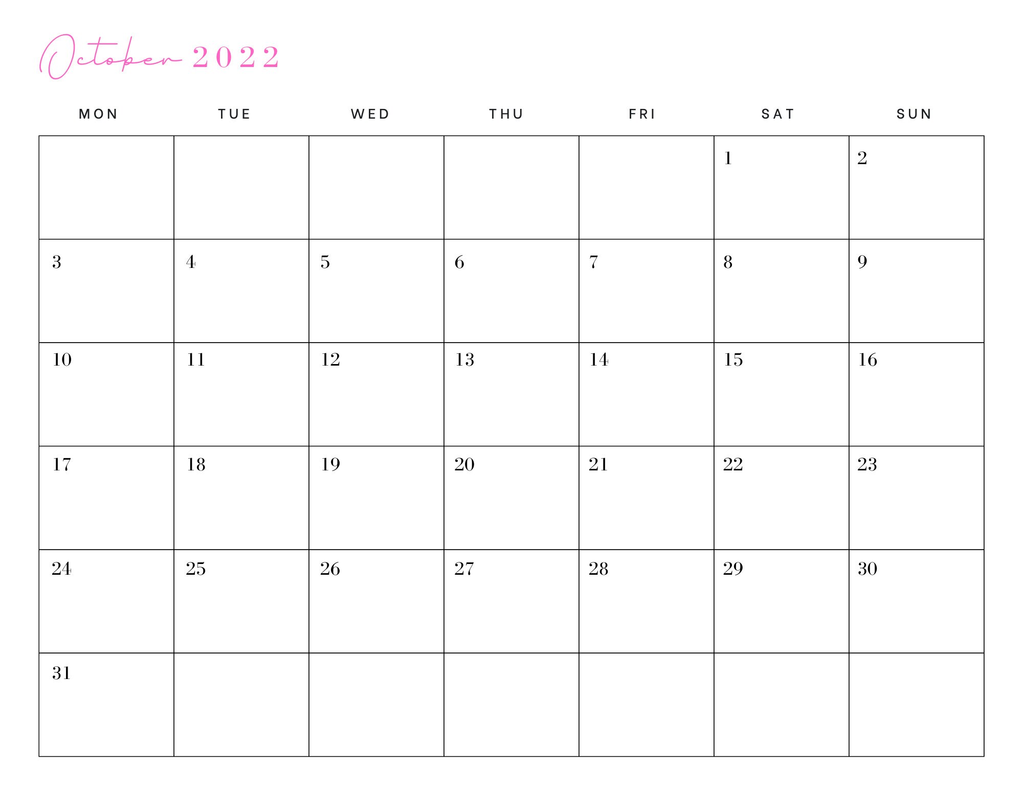 Digital Calendar Etsy