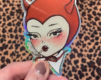 Glitter vinyl sticker ‘devilishly cute’