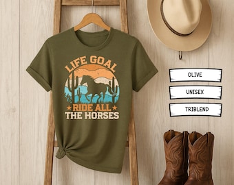 Ride All The Horses T-Shirt: Western Cactus Graphic