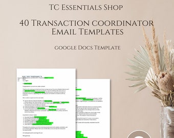 Transaction Coordinator Email Templates | TC Gmail Templates | Google Docs Templates | Real Estate Transaction Coordinator Emails