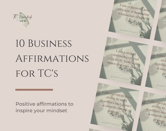 Transaction Coordinator Business Affirmations | TC Affirmations | Positive Instagram Posts | Business Affirmation Templates | Motivational