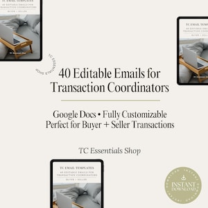 Transaction Coordinator Email Templates | Buyer & Seller | Google Docs