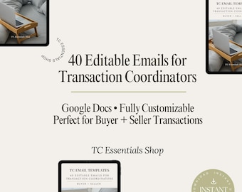 Transaction Coordinator Email Templates | Buyer & Seller | Google Docs