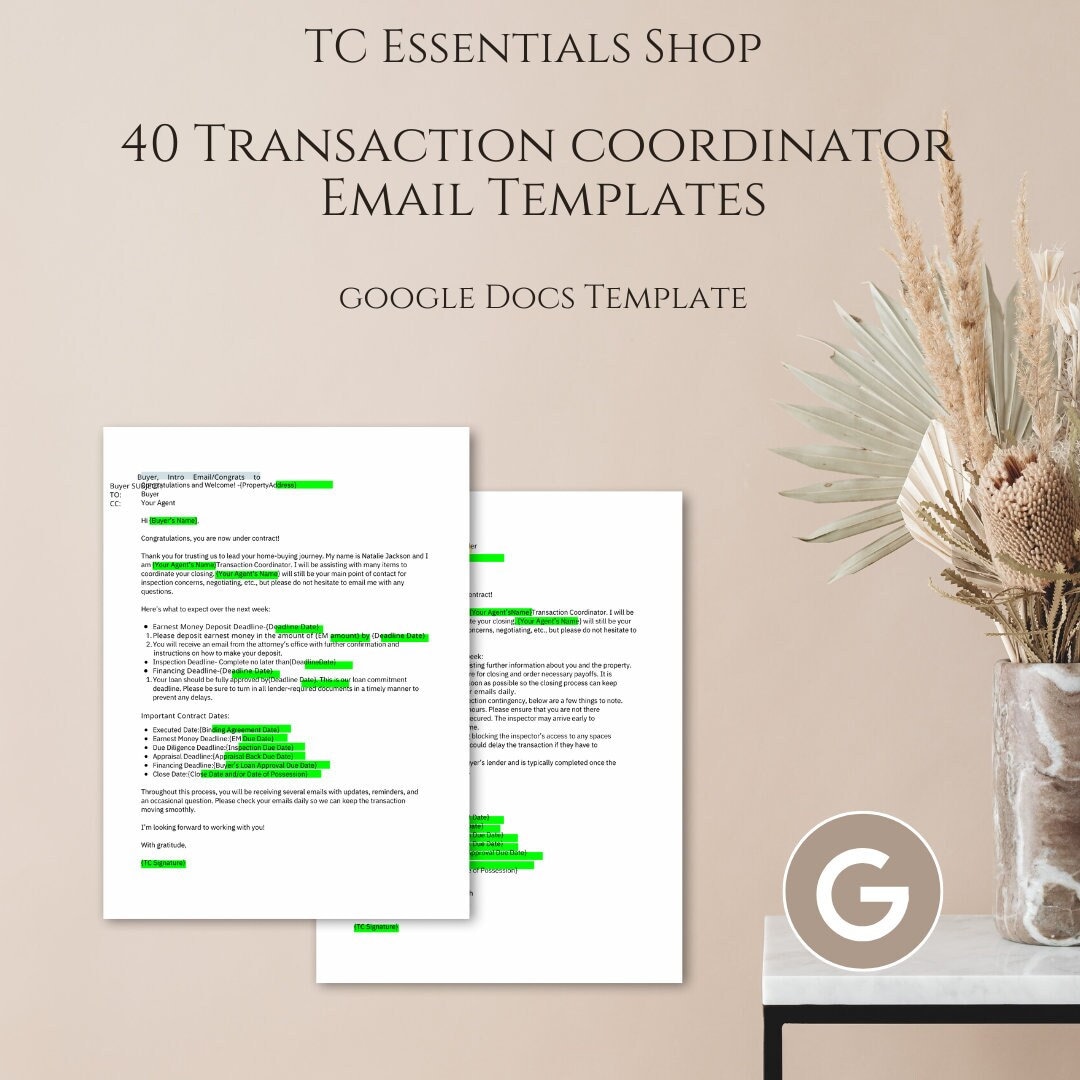 Transaction Coordinator Email Templates TC Gmail Templates Google Docs Transaction Coordinator Email Templates TC Gmail Templates Google Docs