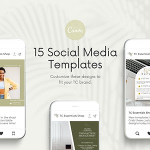 Real Estate TC Social Media Templates: Canva Editable (15 Posts)
