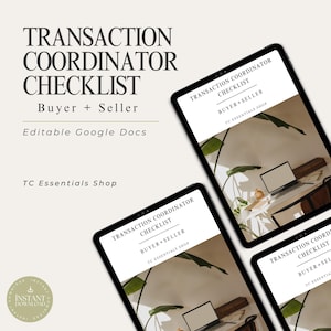 Transaction Coordinator Checklist | Buyer & Seller | Editable Google Docs | Real Estate