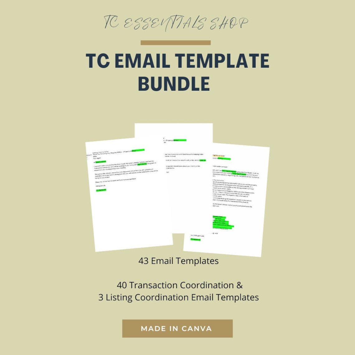 Sample Email Transction Transaction Coordinator Email Templates Bundle TC Email - Etsy