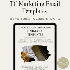 TC Marketing Email Templates | Real Estate Marketing | Google Docs | Social Captions + CTA Scripts