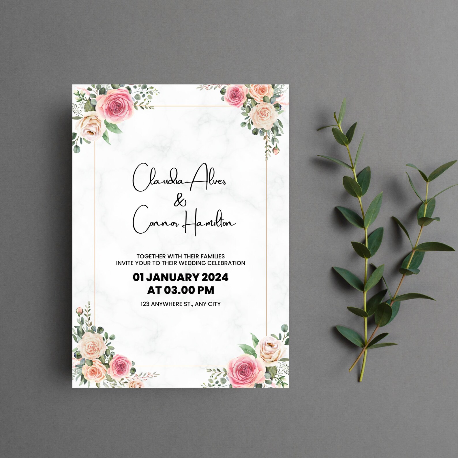 Printable Flower Wedding Invitation Template Editable Wedding Etsy
