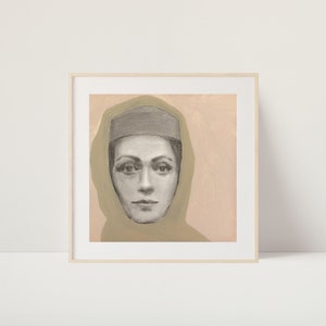 Fine Art Print | Vintage Fashion Portrait Oil Painting | Handmade | Minimalist Decor | Urban Décor | Retro Glamour | Vintage Fashion