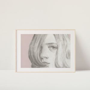 Digitale download | Portretolieverfschilderij | Handgemaakt | Minimalistisch decor | Stedelijk decor | Gedempte kleuren | Androgyn portret | LGBTQIA