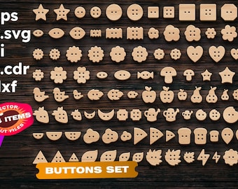 104 Buttons set svg CNC files for wood Laser cut files Laser cut files Laser cut files Woodworking plans Cnc files for wood