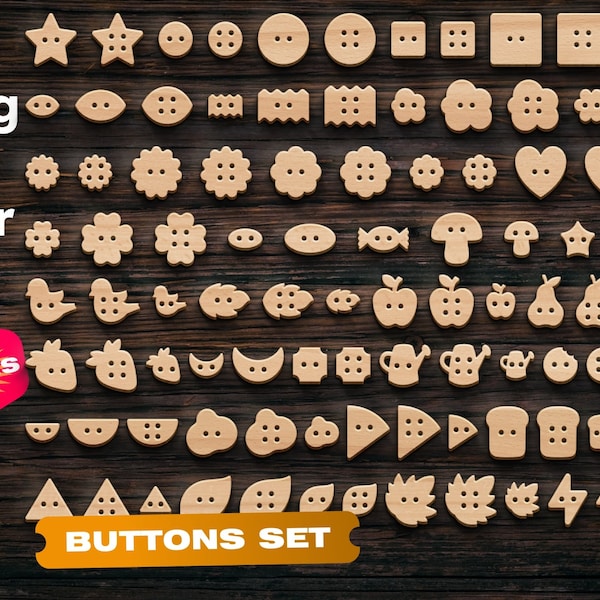 104 Buttons set svg CNC files for wood Laser cut files Laser cut files Laser cut files Woodworking plans Cnc files for wood