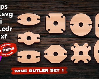 Wine Butler SVG Set, Laser Cut Files (Digital Download)