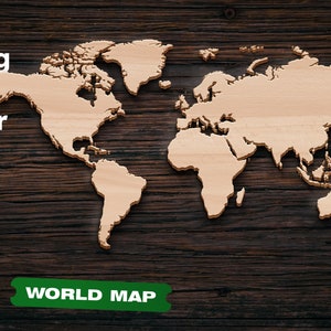 Wereldkaart SVG CNC-routerbestanden Houten wereldkaart Lasergesneden bestanden CNC-bestand Glowforge Lasergesneden sjabloon Cnc-bestanden voor hout
