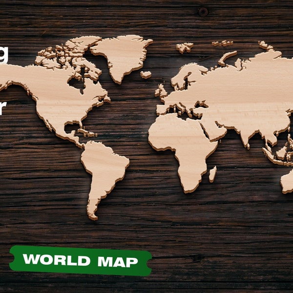World map SVG Cnc router files Wood world map Laser cut files CNC file Glowforge Laser cut template Cnc files for wood