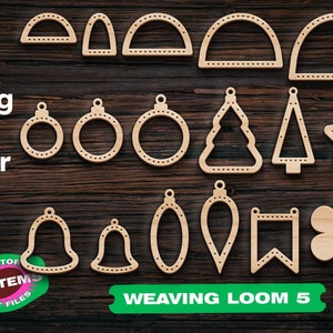 Noël tissage métier à tisser jouet SVG fichiers bundle Laser coupe fichiers dxf Dxf fichiers pour les fichiers Cnc pour le bois Vector coupe fichiers bois projet