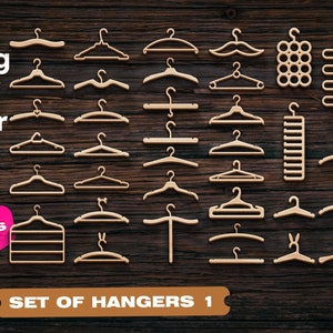 Set van hangers svg baby houten hangers dxf Laser gesneden bestanden Laser gesneden bestanden Cnc router Lazer gesneden voor Glowforge houtbewerking plannen